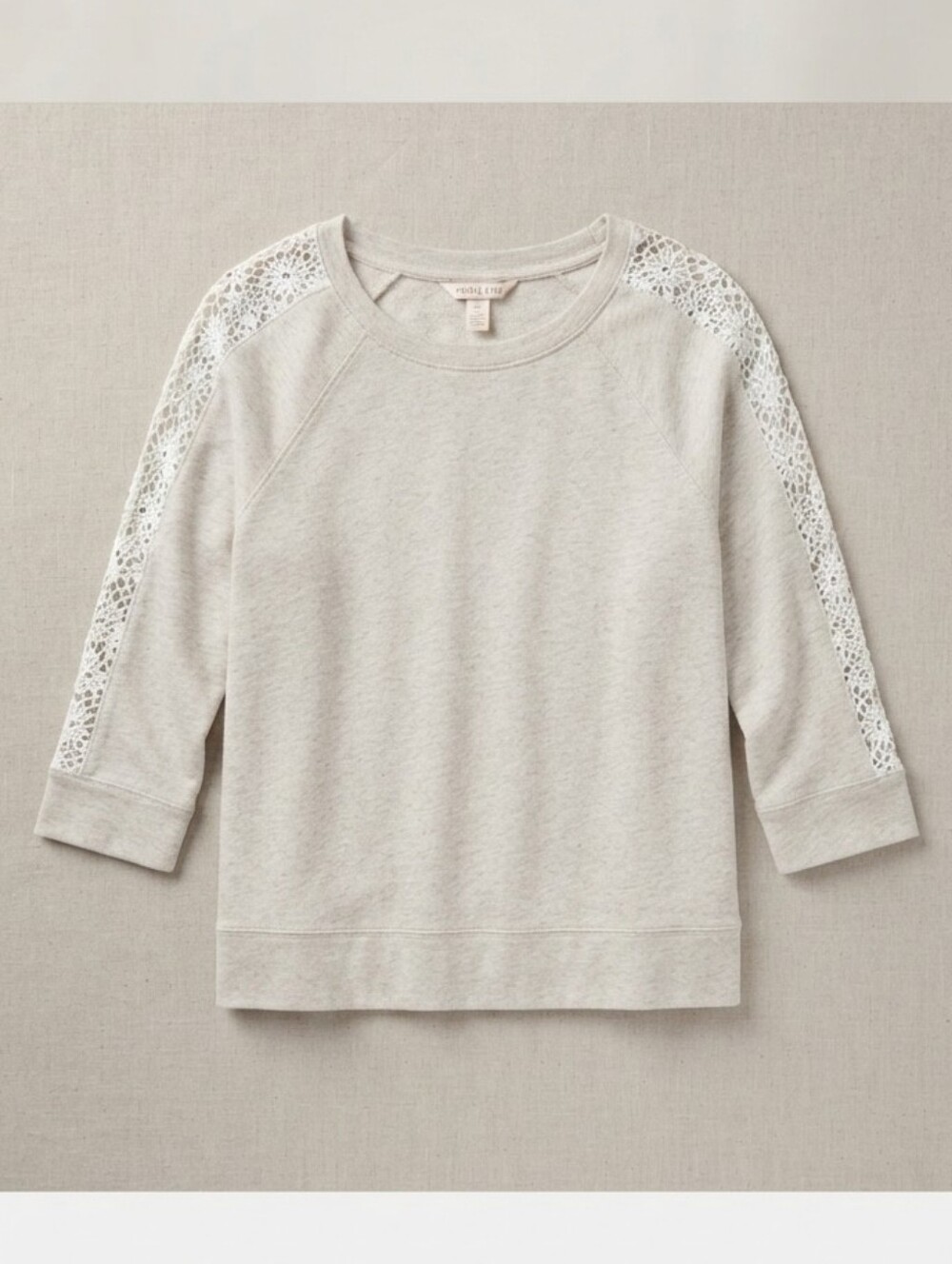Merona Cream Sweatshirt with Lace Accents